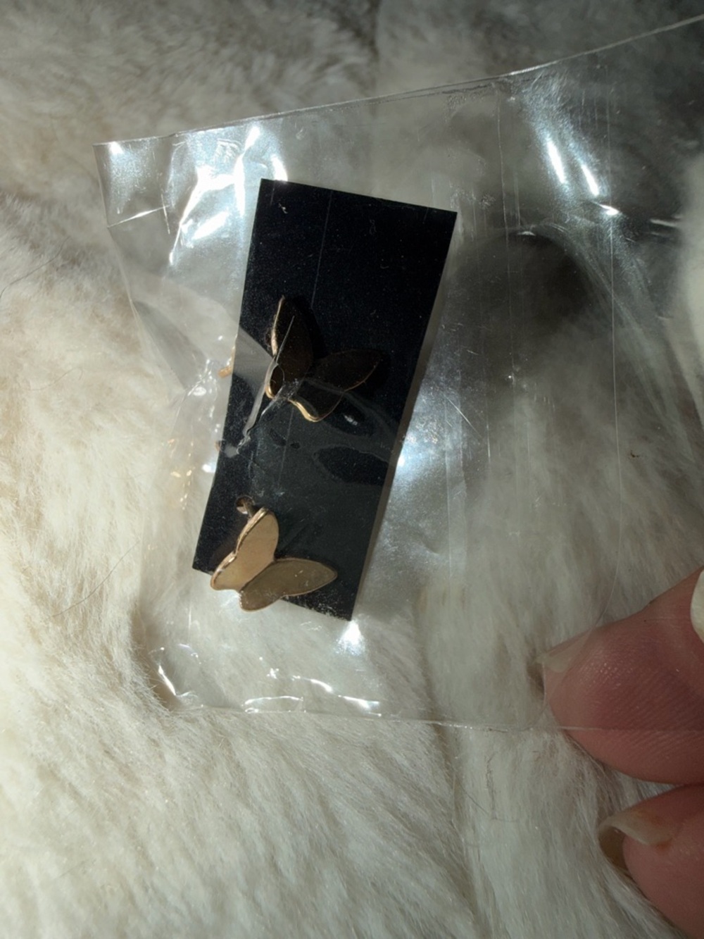 Gold tone butterfly earrings